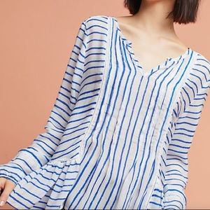 Anthropologie Striped & Tucked Peplum Blouse 4
